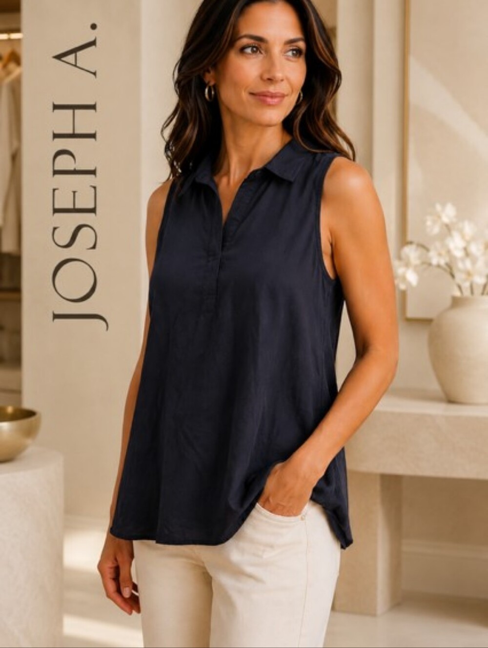 Joseph A  Chic Black A-Line Sleeveless tunic